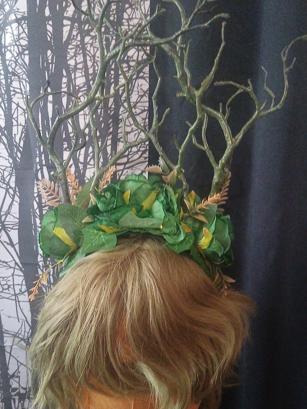 Green Floral Antler Headband Kids Accessory